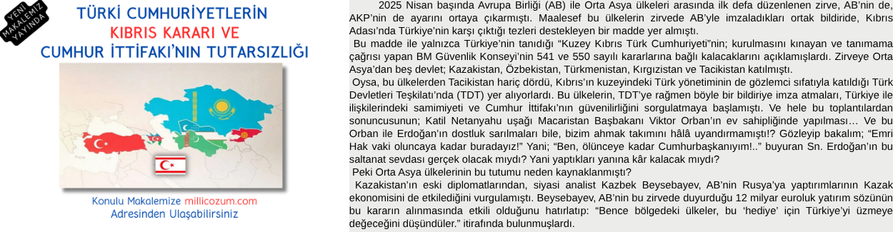 TÜRKİ CUMHURİYETLERİN KIBRIS KARARI  VE  CUMHUR İTTİFAKI’NIN TUTARSIZLIĞI