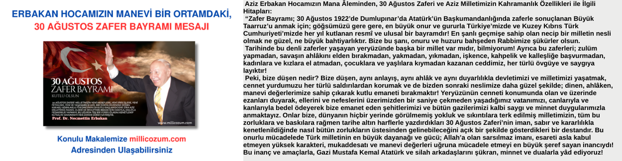 ERBAKAN HOCAMIZIN MANEVİ BİR ORTAMDAKİ, 30 AĞUSTOS ZAFER BAYRAMI MESAJI