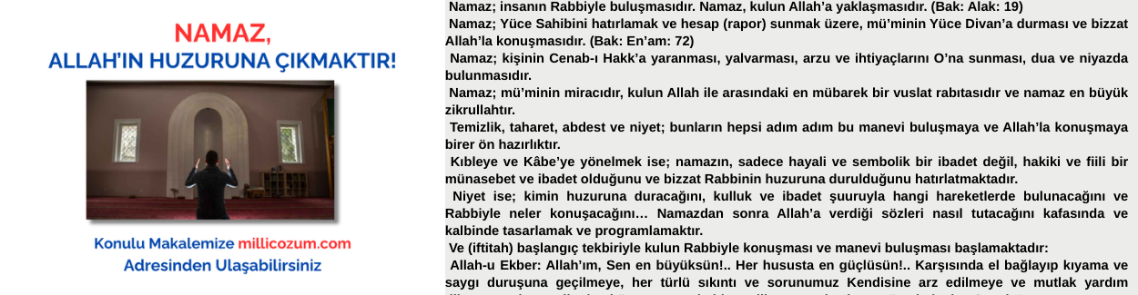 NAMAZ, ALLAH’IN HUZURUNA ÇIKMAKTIR!