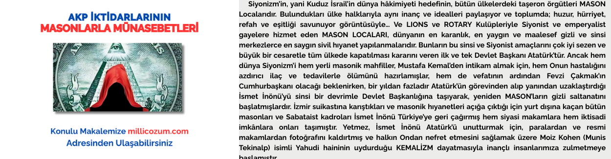 AKP İKTİDARLARININ MASONLARLA MÜNASEBETLERİ